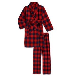 Super Soft Boys Long Sleeve Graphic Tee, Pants & Robe Pajama Set, 3-Piece